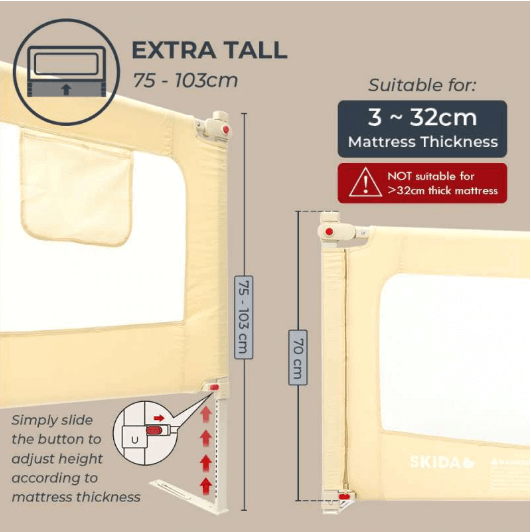 Skida Bedrail Extra Tall Slide Down - Beige
