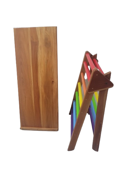 Pikler Triangle With Slide and Rock Climbing