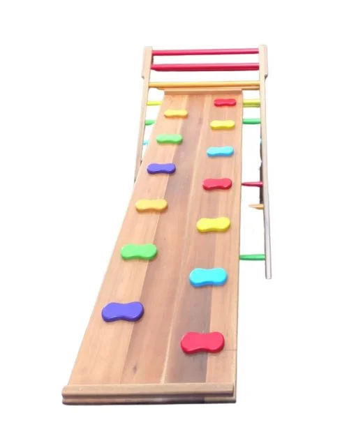 Pikler Triangle Jumbo With Slide and Rock Climbing - Colorful