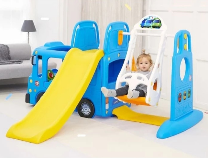 Yaya Tayo Bus 4in1 Slide and Swing (Blue)